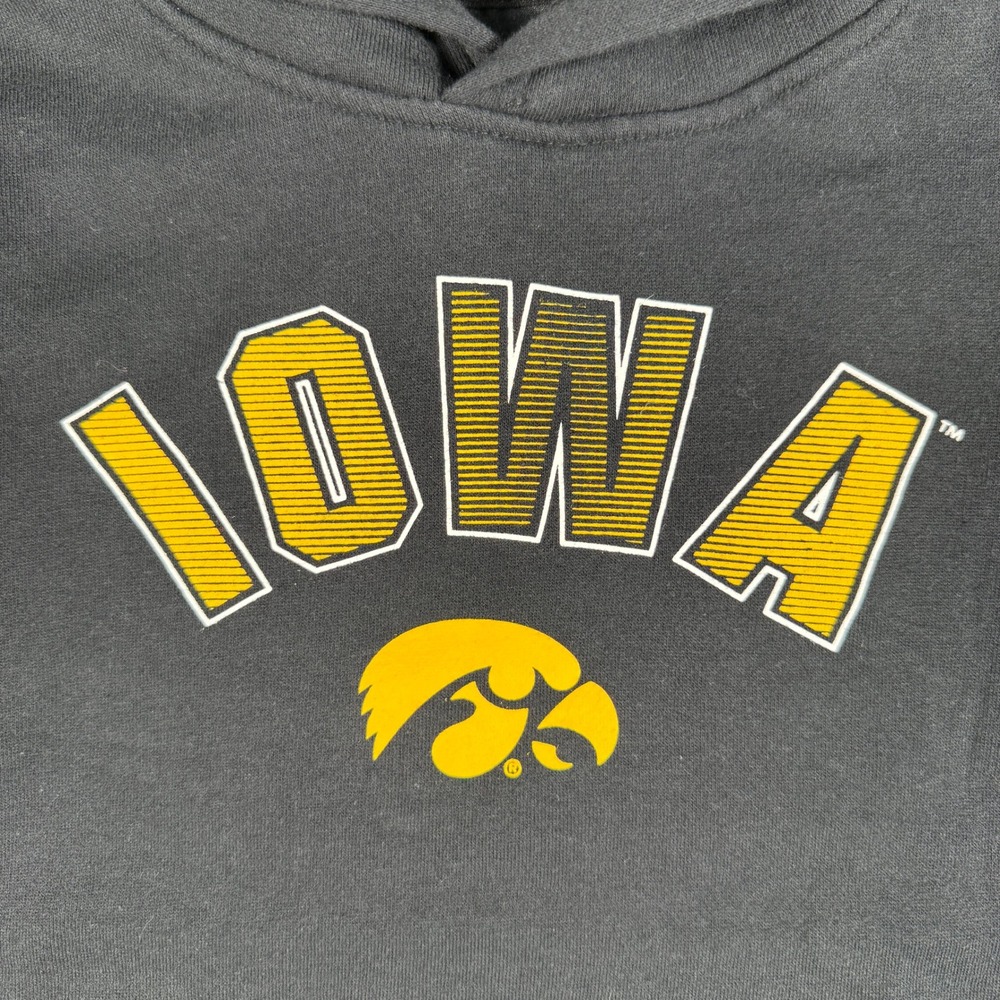 Iowa Hawkeyes Hoodie Youth Medium Black NCAA University Sweatshirt w/Facemask - Picture 3 of 8